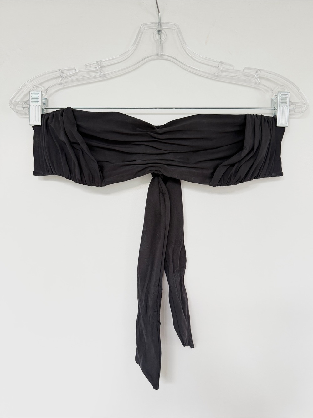La Perla black strapless ruched bandeau luxury designer swim suit top